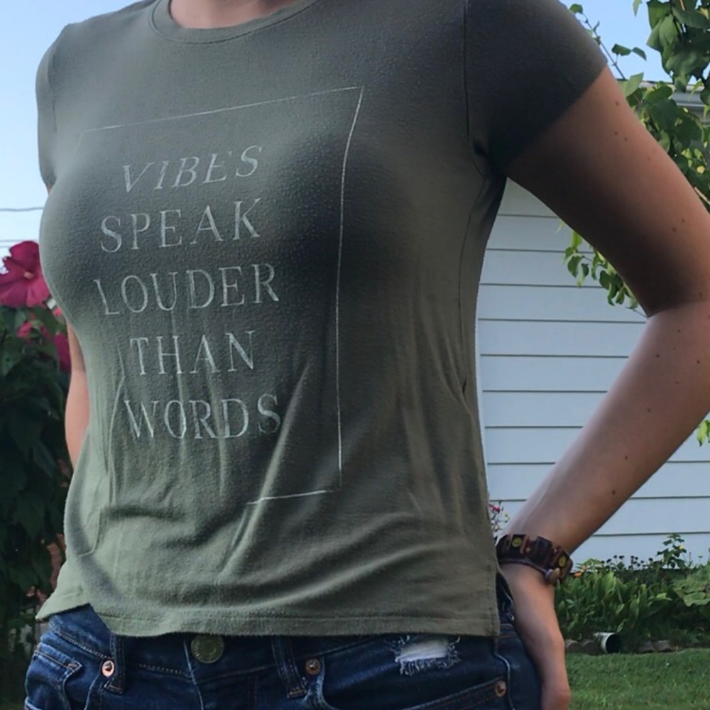 olive green tee shirt